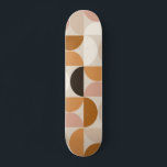 Skateboard Patrón retro moderno de mediados del siglo Tonos d<br><div class="desc">Patrón moderno retro de mediados de siglo - formas geométricas abstractas - patrón minimalista en tonos tierra - Marrón,  beige,  blanco,  terracota.</div>