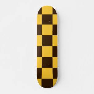 Skateboard Patrón retro negro y amarillo revisado
