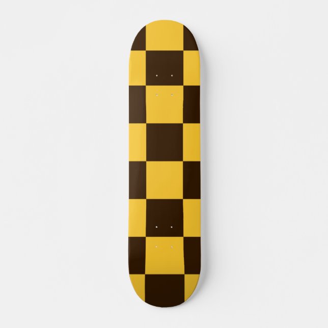 Skateboard Patrón retro negro y amarillo revisado (Anverso )