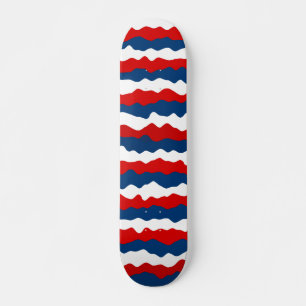 Skateboard Patrón rojo, blanco y azul