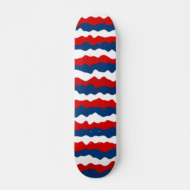 Skateboard Patrón rojo, blanco y azul (Anverso )