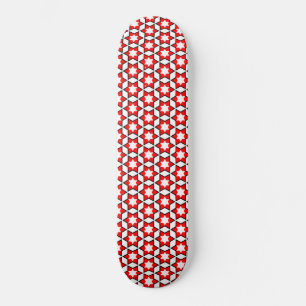 Skateboard Patrón rojo blanco y estrella negra