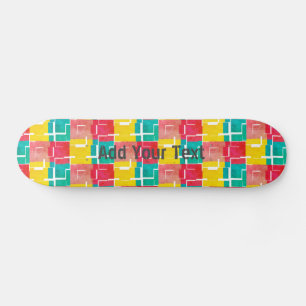 Skateboard Patrón rojo rosa amarillo rosado Verde azulado per