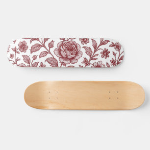 Skateboard Patrón Rosa de color rojo oscuro