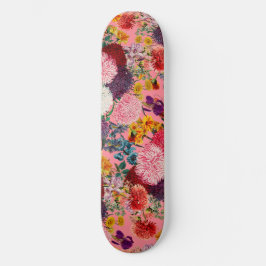 Skateboard Patrón rosa floral