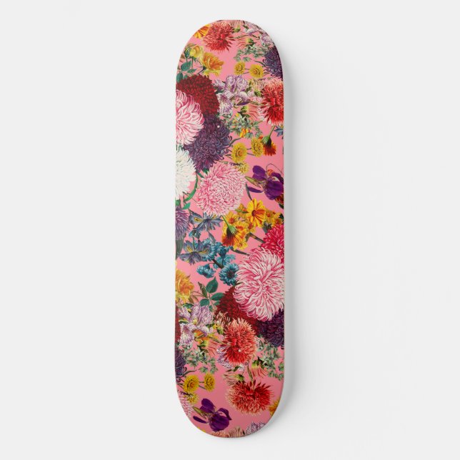 Skateboard Patrón rosa floral (Anverso)