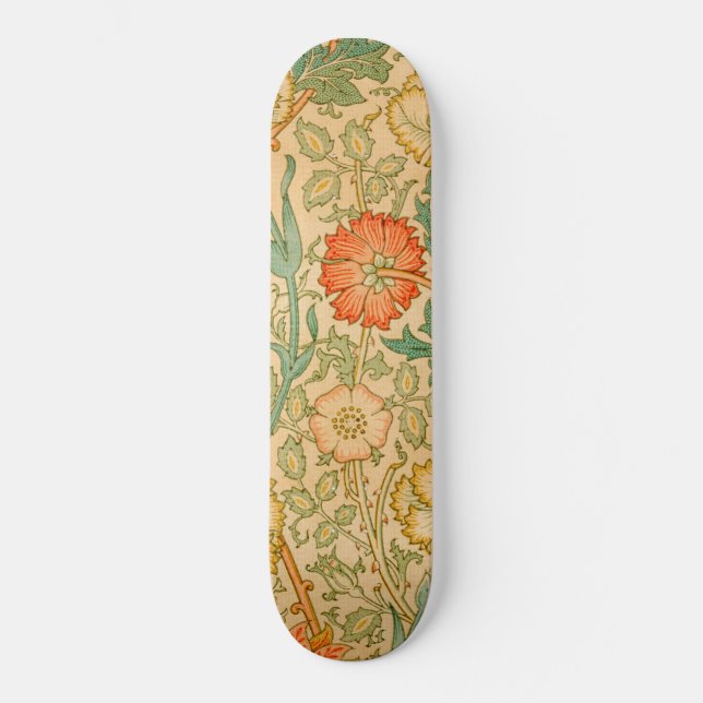 Skateboard Patrón rosa y Rosa (por William Morris) (Anverso)