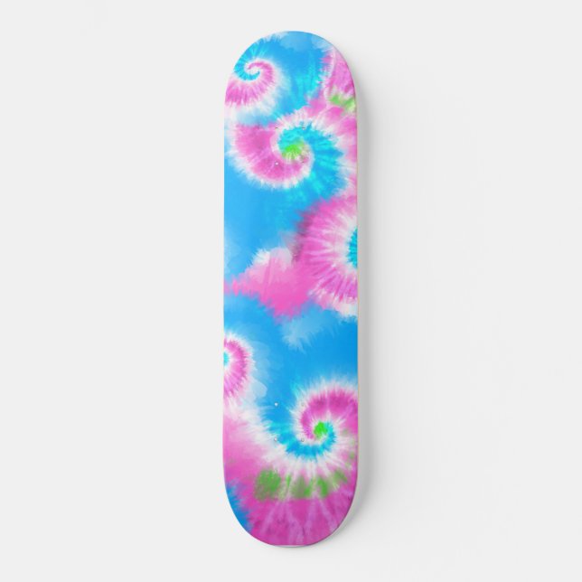 Skateboard Patrón rosado de pintura de la mano del tinte (Anverso)