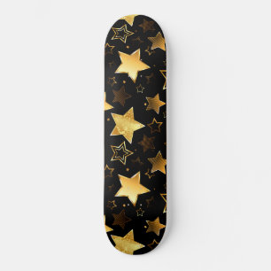 Skateboard Patrón sin foco con las estrellas doradas