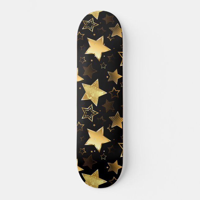 Skateboard Patrón sin foco con las estrellas doradas (Anverso)