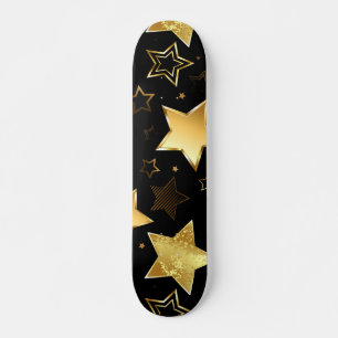 Skateboard Patrón sin foco con las estrellas doradas