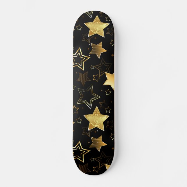 Skateboard Patrón sin foco con las estrellas doradas (Anverso)