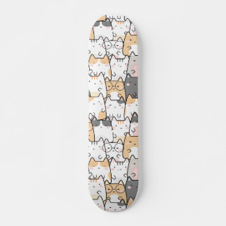 Skateboard Patrón sin foco de los gatos kawaii
