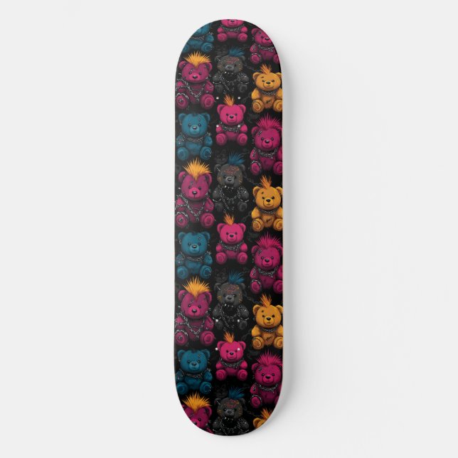 Skateboard Patrón sin foco Rebelde Punk Teddies (Anverso)