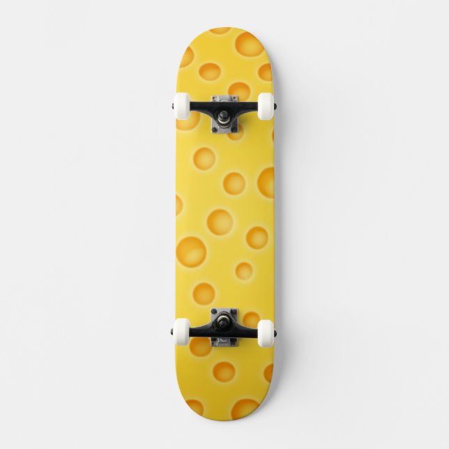 Skateboard Patrón suizo de textura con queso Cheezy (Anverso)
