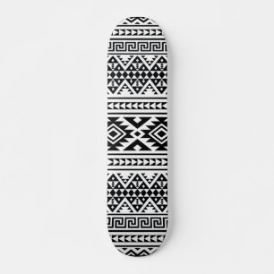 Skateboard Patrón tribal azteca azul blanco negro boho