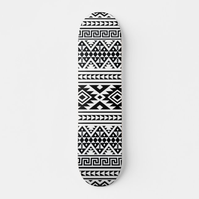 Skateboard Patrón tribal geométrico blanco negro Aztec Boho (Anverso )