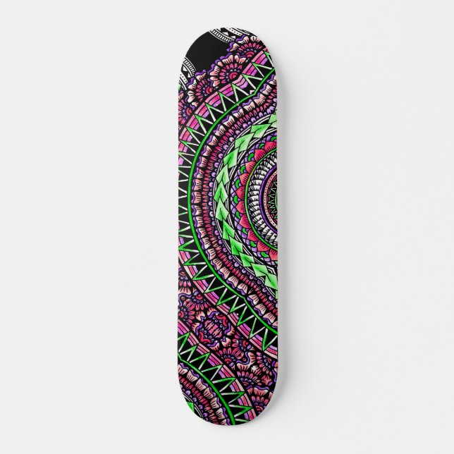 Skateboard Patrón tribal geométrico del tatuaje negro moderno (Anverso )