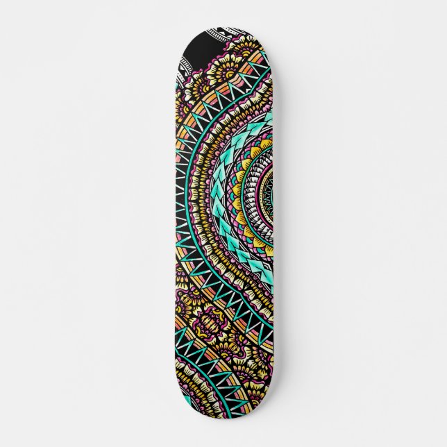 Skateboard Patrón tribal geométrico del tatuaje negro moderno (Anverso )