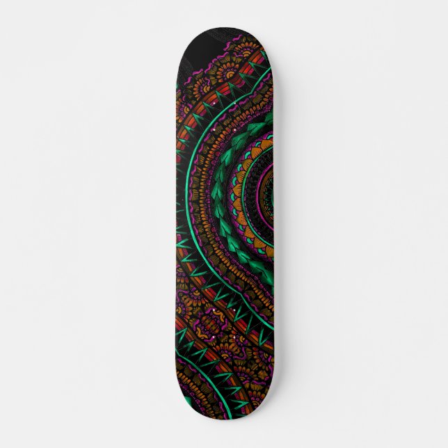 Skateboard Patrón tribal geométrico del tatuaje negro moderno (Anverso )