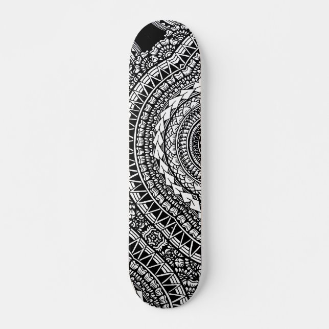 Skateboard Patrón tribal geométrico del tatuaje negro moderno (Anverso )