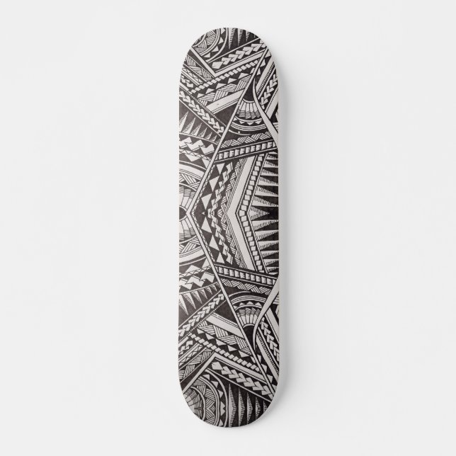 Skateboard Patrón tribal geométrico moderno negro y blanco (Anverso )
