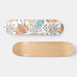 Skateboard Patrón tropical de verano dibujado a mano