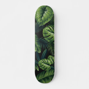 Skateboard Patrón tropical negro