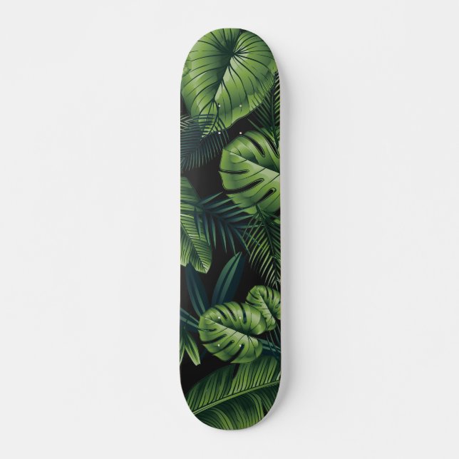 Skateboard Patrón tropical negro (Anverso )