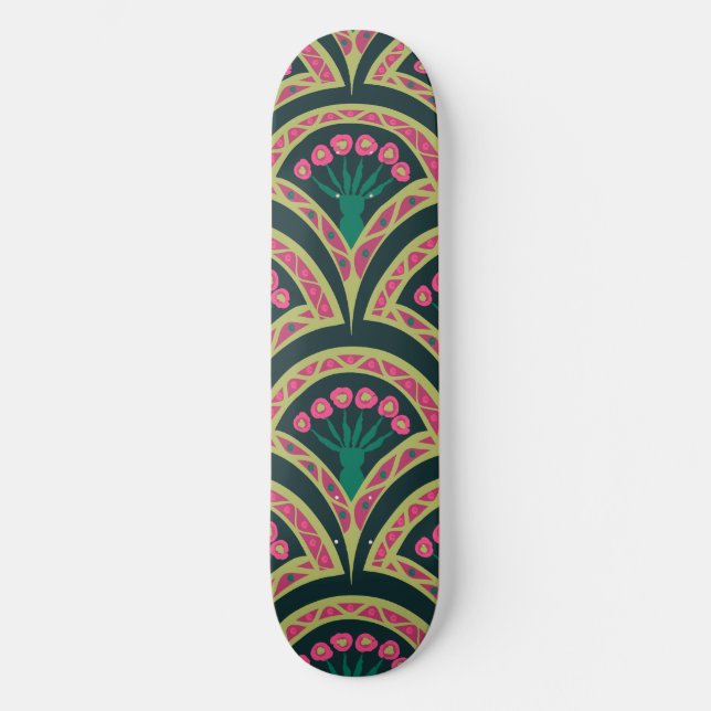 Skateboard patrón verde en forma de cáscara (Anverso)