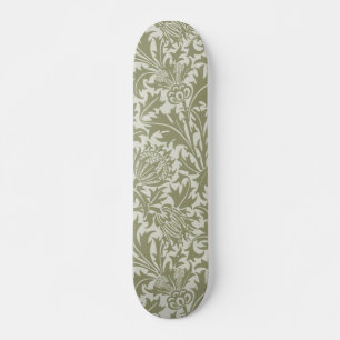 Skateboard Patrón verde William Morris Thistle Sage