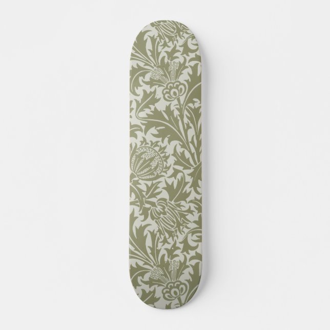 Skateboard Patrón verde William Morris Thistle Sage (Anverso )