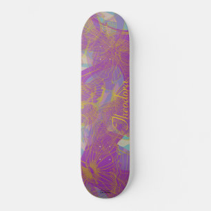 Skateboard Patrón violeta de la mariposa de oro de la moda