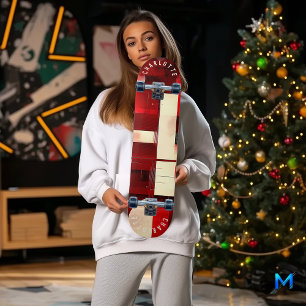 Skateboard Patrones abstractos geométricos rojos minimalistas