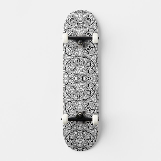 Skateboard Patrones blancos negros lindos (Anverso)