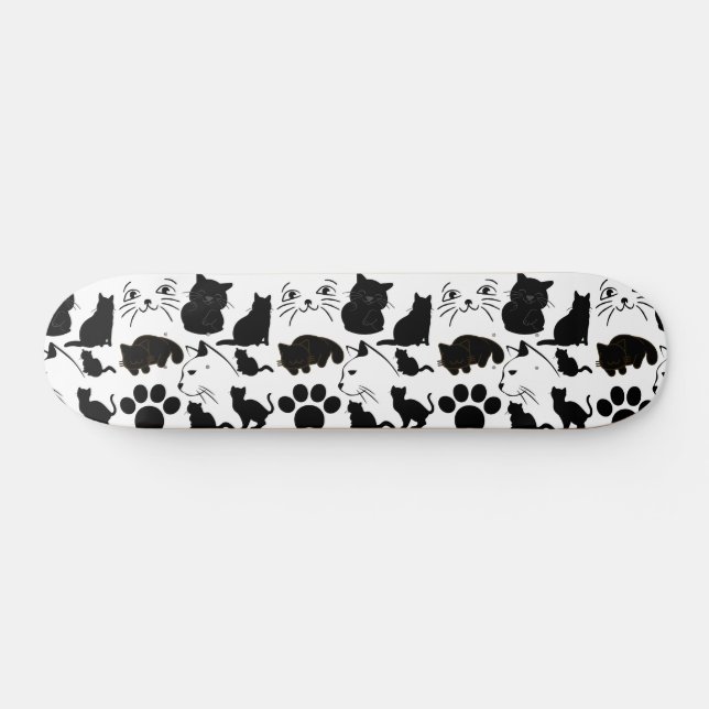 SKATEBOARD PATRONES DE GATOS NEGROS CORTOS (Horz)