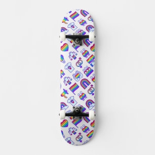 Skateboard Patrones de iconos de arcoiris coloridos