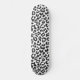 Skateboard Patrones de piel de animales de leopardo blanco y