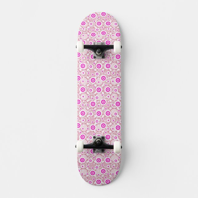 Skateboard Patrones de puntos rosados abstractos (Anverso)