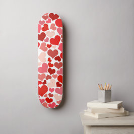 Skateboard Pattern Of Hearts, Red Hearts, Love