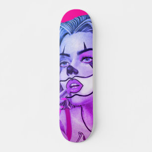 Skateboard Payaso de payasada con maquillaje rosado