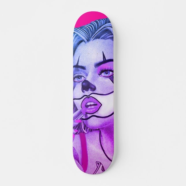 Skateboard Payaso de payasada con maquillaje rosado (Anverso )