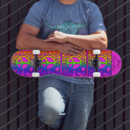 Skateboard Paz para siempre vintage arco iris retro repita en