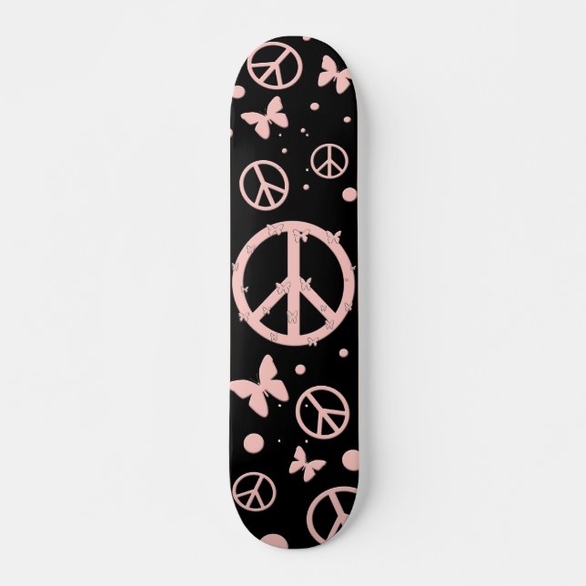 Skateboard Paz rosa y mariposas (Anverso )