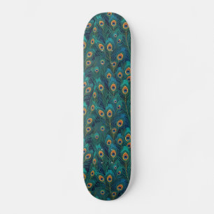Skateboard Peacock Feathers