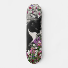 Skateboard Pecas en flores II - gato del gatito del smoking
