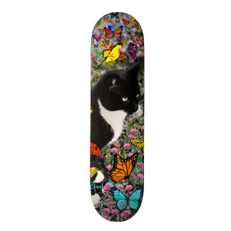 Skateboard Pecas en las mariposas - gatito del smoking