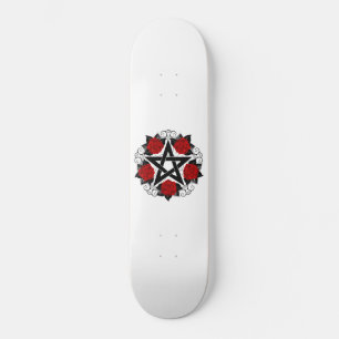 Skateboard Pentagram con rosas rojas
