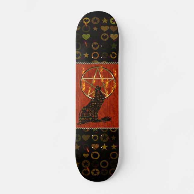 Skateboard Pentagram del lobo (Anverso)