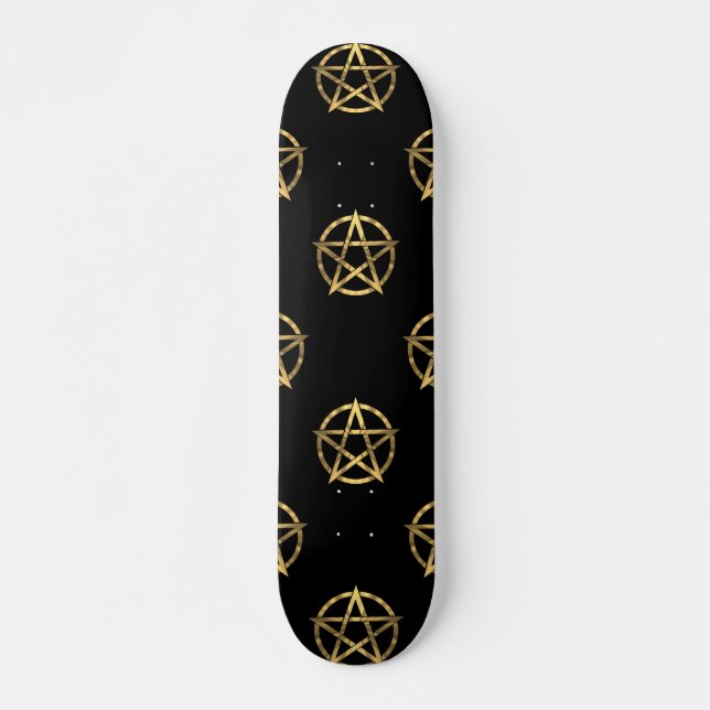 Skateboard Pentagrama negro y dorado (Anverso )